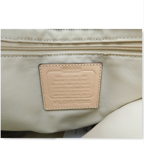 COACH Light Beige Signature C Logo PVC Tote Bag - Picture 7 of 12